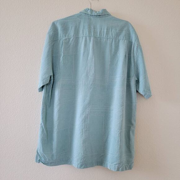 Tommy Bahama Short Sleeve Silk Shirt Mens XL Teal Blue Button Front Collared - Picture 8 of 15